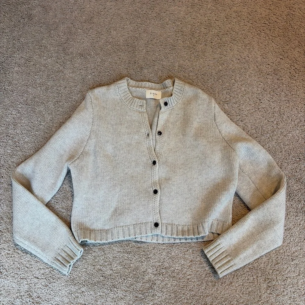 Dissh Foster Chalk Beige Wool Blend Cardigan Sweater Button Down Size Medium - Picture 2 of 7